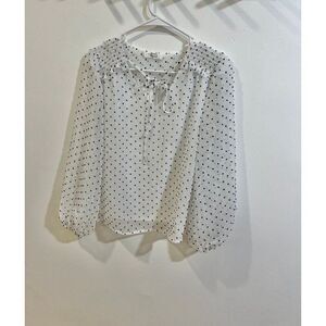 Beacon Apparel NEW  SP Retro Preppy Polka Dot Minimalist Old Money Chic Blouse